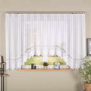 MODESTA Firanka żakardowa gotowa, szerokość 500 x wysokość 160cm, kolor 001 biały 017173/FBL/001/500160/1
