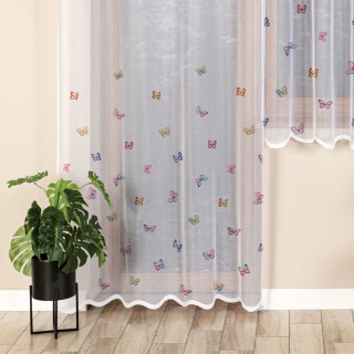 MOTYLKI Firanka żakardowa odpasowana na prosto, szerokość 140 x wysokość 230cm, kolor 001 biały D00310/FOP/001/000230/1