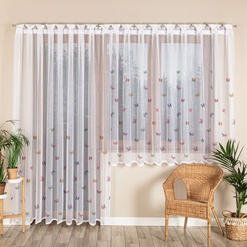 MOTYLKI Firanka żakardowa odpasowana na prosto, szerokość 300 x wysokość 220cm, kolor 001 biały D00310/FOP/001/000221/1 MOTYLKI Firanka żakardowa odpasowana na prosto, szerokość 300 x wysokość 220cm, kolor 001 biały D00310/FOP/001/000221/1