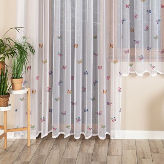 MOTYLKI Firanka żakardowa odpasowana na prosto, szerokość 300 x wysokość 220cm, kolor 001 biały D00310/FOP/001/000221/1