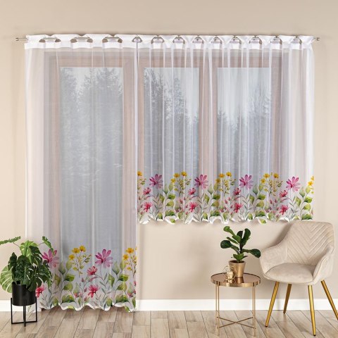KWIATOWA ŁĄKA Firanka żakardowa gotowa na prosto, szerokość 160 x wysokość 220cm, kolor 001 biały P00308/FBP/001/160220/1 KWIATOWA ŁĄKA Firanka żakardowa gotowa na prosto, szerokość 160 x wysokość 220cm, kolor 001 biały P00308/FBP/001/160220/1