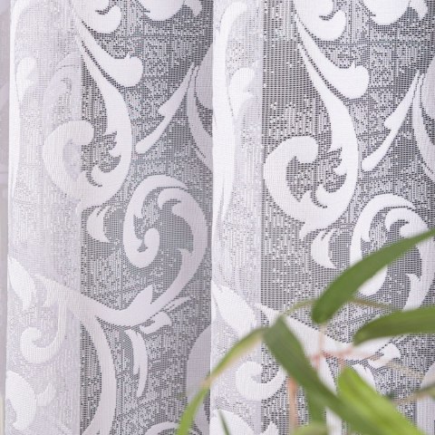 LEOKADIA Firanka żakardowa gotowa, szerokość 350 x wysokość 135cm, kolor 001 biały 023034/FBL/001/350135/1