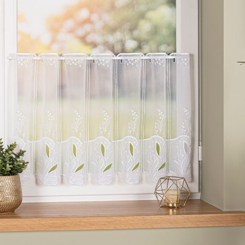Zazdrostka panelowa haftowana na woalu, wysokość 60cm, kolor 001 biały 034665/233/001/000060/1 Zazdrostka panelowa haftowana na woalu, wysokość 60cm, kolor 001 biały 034665/233/001/000060/1