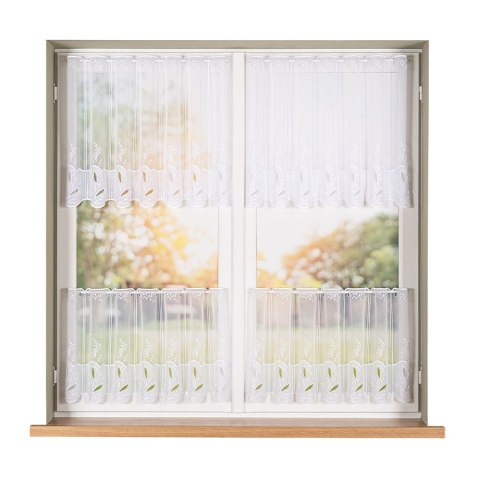 Zazdrostka panelowa haftowana na woalu, wysokość 60cm, kolor 001 biały 034665/233/001/000060/1 Zazdrostka panelowa haftowana na woalu, wysokość 60cm, kolor 001 biały 034665/233/001/000060/1