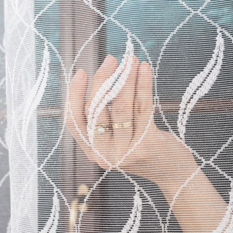 Firanka żakardowa ze wzorem po całości, wysokość 250cm, kolor 001 biały z błyskiem 628144/BIS/001/000250/1