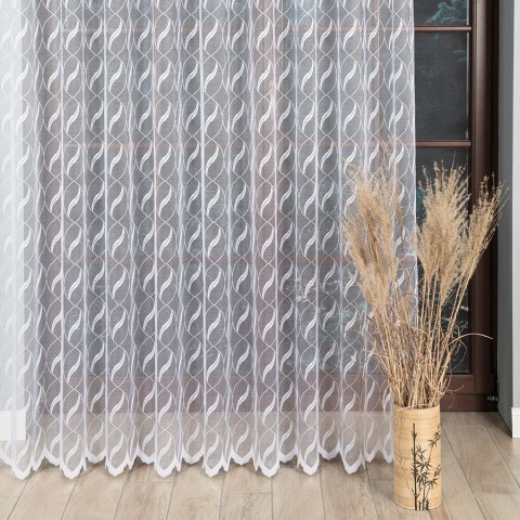 Firanka żakardowa ze wzorem po całości, wysokość 250cm, kolor 001 biały z błyskiem 628144/BIS/001/000250/1
