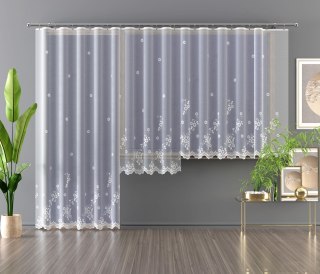 Firanka żakardowa ze wzorem pasowym, wysokość 120cm, kolor biały 001 652384/000/001/000120/1