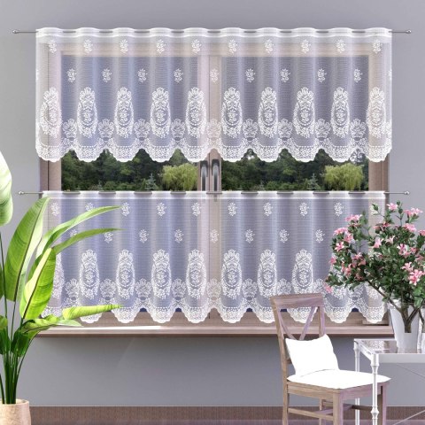 Zazdrostka żakardowa gotowa, szerokość 150 x wysokość 50cm, kolor biały 001 229000/000/001/000708/1