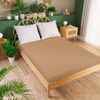 DREAMY PREMIUM Prześcieradło jersey z gumką, szerokość 90 x wysokość 200cm, kolor 013 jasny brązowy 100033/JEG/013/090200/1