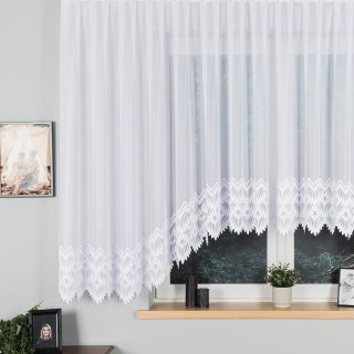 FELICJA Firanka żakardowa gotowa ze wzorem na samym dole, szerokość 500 x wysokość 160cm, kolor 001 biały 018989/FBL/001/500160/