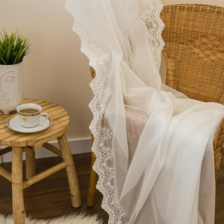 Firanka haftowana na woalu, wysokość 150cm, kolor 012 kremowy 127517/233/012/000150/1