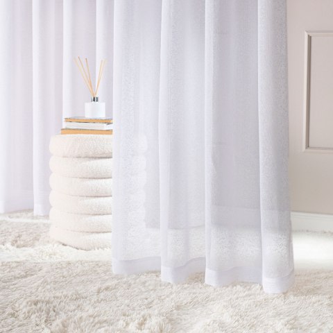 Firana gotowa na taśmie, szerokość 140cm x wysokość 250cm, kolor 001 biały 424121/FGT/001/140250/1 Firana gotowa na taśmie, szerokość 140cm x wysokość 250cm, kolor 001 biały 424121/FGT/001/140250/1