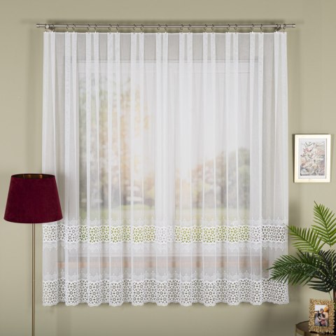 Firanka z aplikacją na markizecie, wysokość 180cm, kolor 001 biały 081574/433/001/000180/1