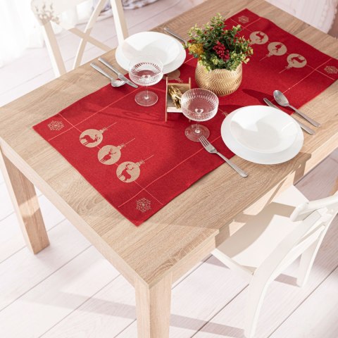 BŁYSZCZĄCY RENIFER Bieżnik z haftem, szerokość 35cm x wysokość 175cm, kolor 003 czerwony 295157/KSP/L03/035175/1