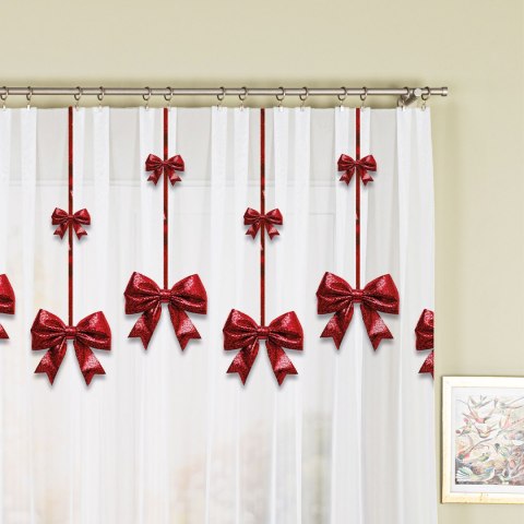 BROKATOWA KOKARDA Firanka z ołowianką WOAL, wysokość 157cm, kolor 001 biały DBN333/WOA/001/000157/1