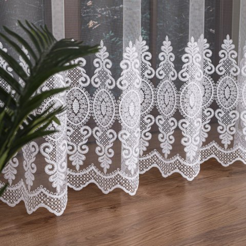 Firanka haftowana pasowa, wysokość 285cm, kolor 001 biały FH0017/020/001/000285/1