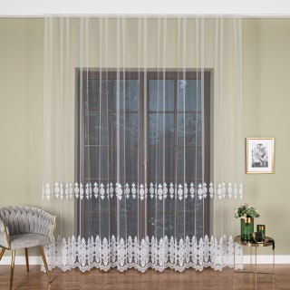 Firanka haftowana pasowa, wysokość 285cm, kolor 001 biały FH0018/020/001/000285/1