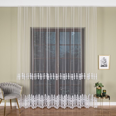 Firanka haftowana pasowa, wysokość 285cm, kolor 001 biały FH0018/020/001/000285/1