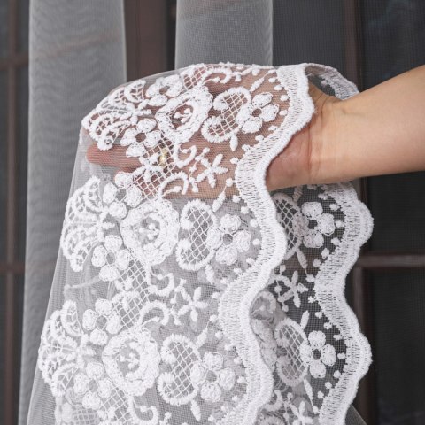 Firanka haftowana z samym dołem, wysokość 300cm, kolor 001 biały FH0036/020/001/000300/1