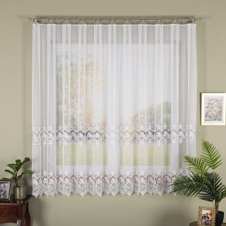 Firanka z aplikacją, wysokość 175cm, kolor 001 biały 112851/433/001/000175/1