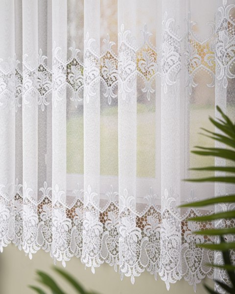 Firanka z aplikacją, wysokość 175cm, kolor 001 biały 112851/433/001/000175/1