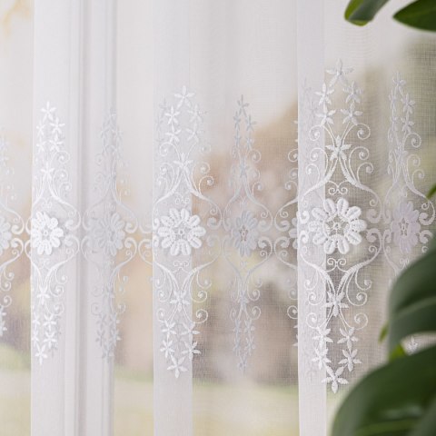 Firanka z aplikacją, wysokość 175cm, kolor 001 biały 113106/768/001/000175/1