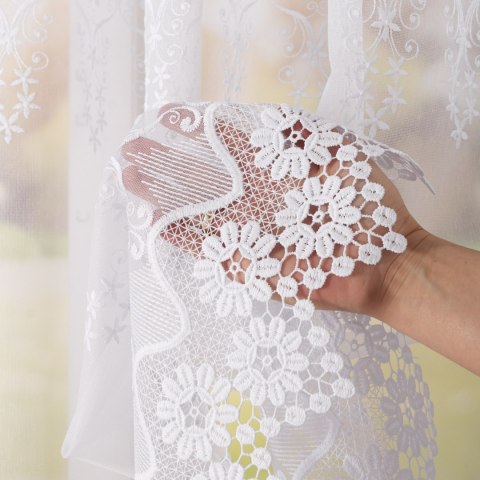 Firanka z aplikacją, wysokość 175cm, kolor 001 biały 113106/768/001/000175/1