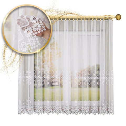 Firanka z aplikacją, wysokość 175cm, kolor 001 biały 113106/768/001/000175/1