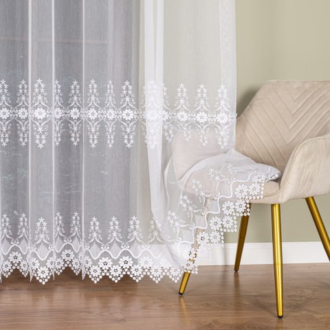 Firanka z aplikacją, wysokość 280cm, kolor 001 biały 113106/768/001/000280/1