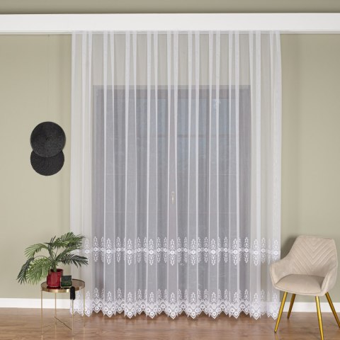 Firanka z aplikacją, wysokość 280cm, kolor 001 biały 113106/768/001/000280/1