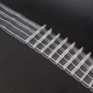 Taśma ołówek 10cm, marszczenie 1:2, transparentna z białym sznurkiem, FM100-21-1C3 TASMAA/Z28/200/010000/1
