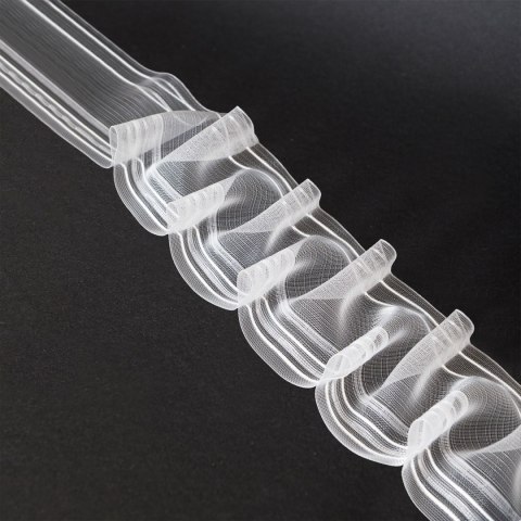 Taśma smok 10cm, marszczenie 1:2, transparentna z białym sznurkiem, FM100-2S-1C3 TASMAA/Z13/200/010000/1