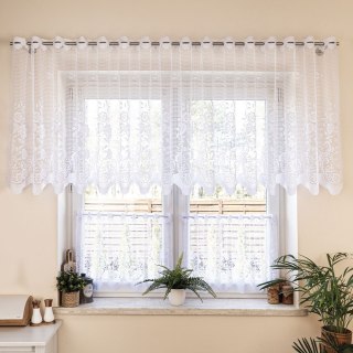 Zazdrostka żakardowa ze wzorem pasowym, wysokość 70cm, kolor 001 biały 044330/000/001/000070/1