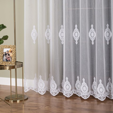 Firanka haftowana pasowa, wysokość 285cm, kolor 001 biały FH0030/768/001/000285/1