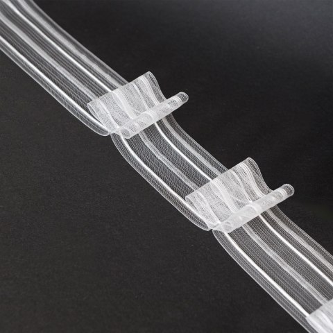 Taśma podwójna zakładka 5cm, marszczenie 1:2, transparentna z białym sznurkiem FM050-22-1C3 TASMAA/U2Z/200/005000/1