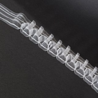 Taśma smok 5cm, marszczenie 1:2,5 transparentna z białym sznurkiem FM050-2S-1C3 TASMAA/Z3Z/250/005000/1