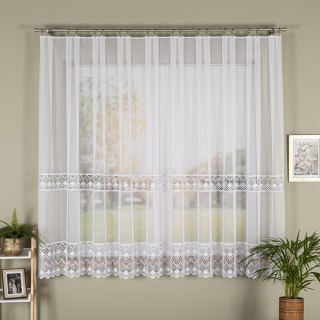 Firanka z aplikacją pasowa, wysokość 175cm, kolor 001 biały 009422/433/001/000175/1