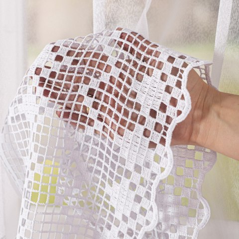 Firanka z aplikacją pasowa, wysokość 175cm, kolor 001 biały 009422/433/001/000175/1