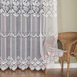 Firanka żakardowa ze wzorem pasowym, wysokość 250cm, kolor 001 biały 361270/000/001/000250/1