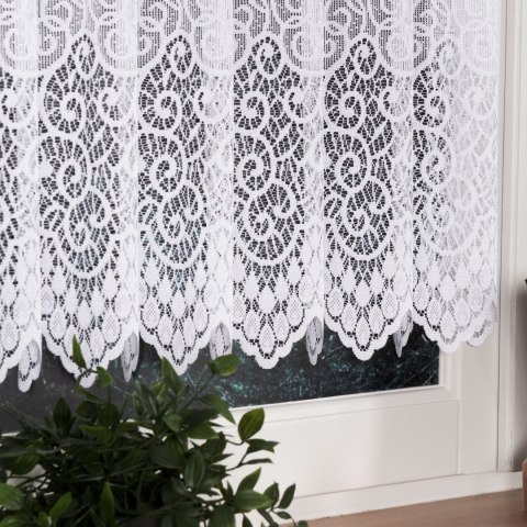 VIOLETTA Zazdrostka żakardowa ze wzorem pasowym, wysokość 80cm, kolor 001 biały 001539/BLY/001/000080/1