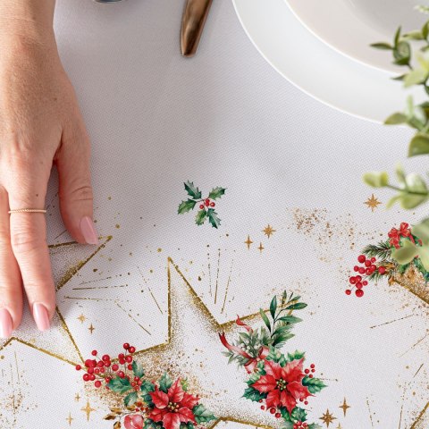 ZŁOTE GWIAZDY Tkanina dekoracyjna OBRUSOWA NINA WODOODPORNA, 160cm, kolor 001 biały DBN369/NIW/N01/160000/1