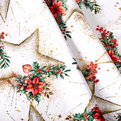 ZŁOTE GWIAZDY Tkanina dekoracyjna OBRUSOWA NINA WODOODPORNA, 160cm, kolor 001 biały DBN369/NIW/N01/160000/1