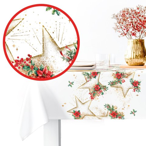 ZŁOTE GWIAZDY Tkanina dekoracyjna OBRUSOWA NINA WODOODPORNA, 160cm, kolor 001 biały DBN369/NIW/N01/160000/1