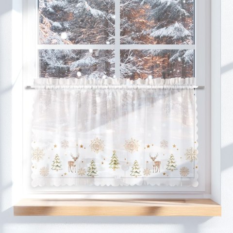 CHOINKI, ZIMOWA OPOWIEŚĆ Zazdrostka woalowa, WOAL, szerokość 100 x wysokość 40cm, kolor 001 biały PBN336/ZAZ/001/100040/1