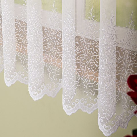 Firanka haftowana pasowa, wysokość 170cm, kolor 001 biały FH0043/768/001/000170/1