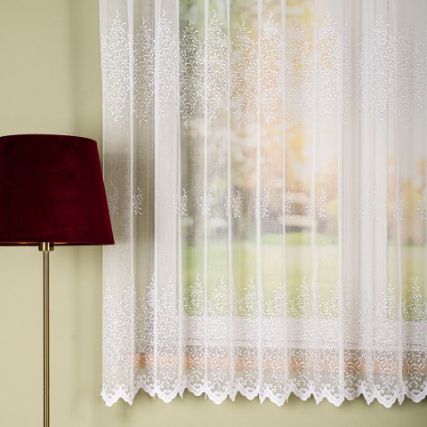 Firanka haftowana pasowa, wysokość 170cm, kolor 001 biały FH0043/768/001/000170/1