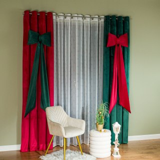 KOKARDA Poduszka welwetowa z wypełnieniem silikonowym, 30x50cm z szarfą 25x290cm, kolor 043 czerwony VELVI0/SIL/043/050290/1