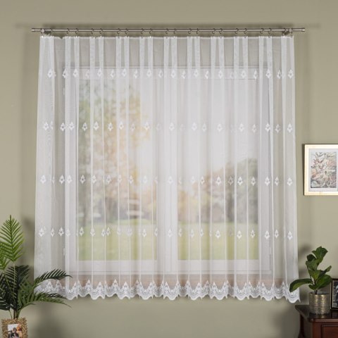 Firanka haftowana pasowa, wysokość 170cm, kolor 001 biały FH0040/768/001/000170/1