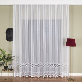 Firanka z aplikacją pasowa, wysokość 280cm, kolor 001 biały 012195/233/001/000280/1