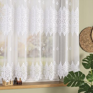 Firanka żakardowa ze wzorem pasowym, wysokość 155cm, kolor 001 biały 107628/000/001/000155/1